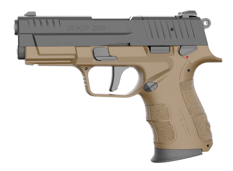 Retay USA RXP22FDEBLKS10TH RXP 22 LR 10+1 4" Threaded Barrel, Black Cerakote Optic Ready/Serrated Slide, Flat Dark Earth Cerakote Polymer Frame w/Accessory Rail, RMR/RMSc Footprint                    
