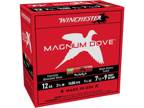 Winchester Ammo MD1279 Magnum Dove 12Gauge 2.75" 1 1/4oz 7.5/9Shot 25 Per Box/10 Case