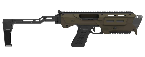 Meta Tactical Llc MX1-PS-GR MX-1 Conversion Kit Compatible w/Glock, OD Green Aluminum Frame w/M-LOK & Picatinny Rail, Black Polymer Folding Stabilizer                                                  