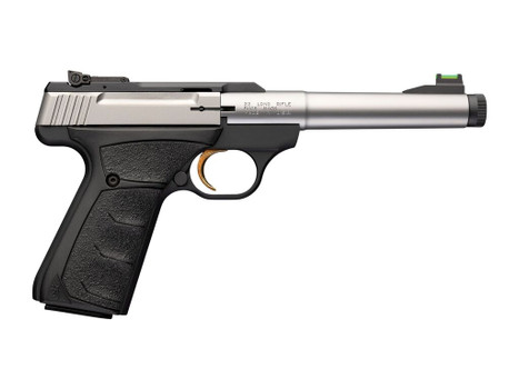 Browning 051616490 Buck Mark Camper SR 22 LR 10+1 5.90" Stainless Threaded Bull Barrel, Matte Black Aluminum Receiver, Black Overmolded UFX Grip