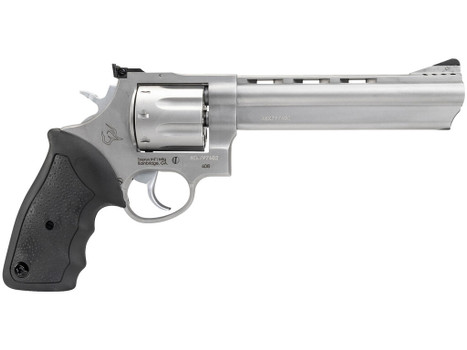 Taurus 2-608069 608 Large 357 Mag/38 Special +P 8 Shot 6.50" Matte Stainless Steel Ported Barrel, Cylinder & Frame, Black Finger Grooved Rubber Grip, Transfer Bar Safety, Exposed Hammer