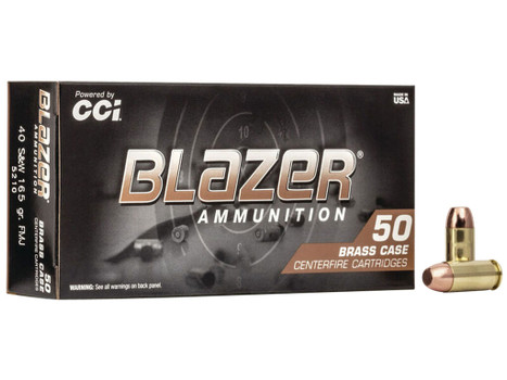CCI 5210 Blazer Brass Handgun 40S&W 165gr Full Metal Jacket 50 Per Box/20 Case
