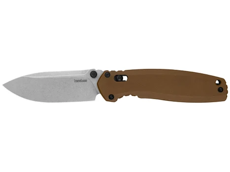 Kershaw 2052 Broadside 3.50" Folding Spear Point Plain Stonewashed D2 Steel Blade, Brown G10 Handle