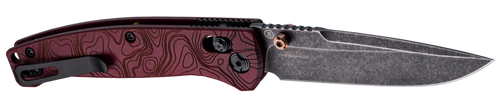 Hogue 24452 Mysto  3.40" Folding Drop Point Plain Black Stonewashed CPM MagnaCut Steel Blade, Redstone Richlite Handle                                                                                  