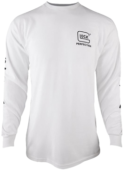 Glock AP96093 Perfection Long Sleeve Tee White Pre-Shrunk Cotton Long Sleeve Medium                                                                                                                     