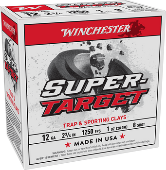 Winchester Ammo TRGT12508 Super-Target  12Gauge 2.75" 1oz 8Shot 25 Per Box/10 Case                                                                                                                      