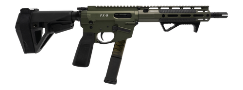 Freedom Ordance FX9P10E-ODG FX9P Elite 9mm Luger 10" Black Nitride Threaded Barrel, OD Green Anodized Aluminum Receiver w/Picatinny Rail, M-LOK Handguard, Black Polymer SB Tactical SBA5 Brace, Black P
