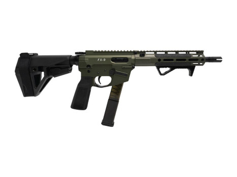 Freedom Ordance FX9P10E-ODG FX9P Elite 9mm Luger 10" Black Nitride Threaded Barrel, OD Green Anodized Aluminum Receiver w/Picatinny Rail, M-LOK Handguard, Black Polymer SB Tactical SBA5 Brace, Black P