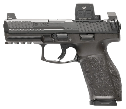 HK 81001356 VP9A1 X w/Optic Full Size Frame 9mm Luger 10+1 4.09" Black Barrel, Black Steel Serrated w/Optic Slide, Black Polymer Frame w/Picatinny Rail, Textured Grip, Vortex CCW                      
