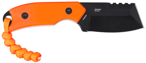 CRKT 4036ER Razel Compact EDC 2.32" Fixed Chisel Part Serrated Black Oxide D2 Steel Blade, Orange G10 Handle                                                                                            
