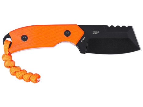 CRKT 4036ER Razel Compact EDC 2.32" Fixed Chisel Part Serrated Black Oxide D2 Steel Blade, Orange G10 Handle