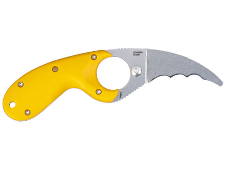 CRKT 2511Y Bear Claw 2.39" Fixed Hawkbill Serrated Powder Coated AUS8A SS Blade, Yellow Textured GRN Handle