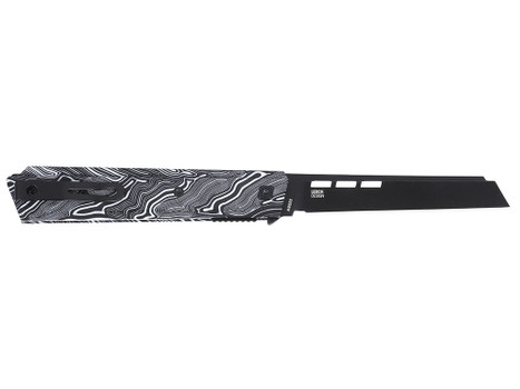 CRKT 3850W Zephyr 3.22" Sheepsfoot Plain Black TiNi 14C28N Steel Blade, Marbled Black/White G10 Handle