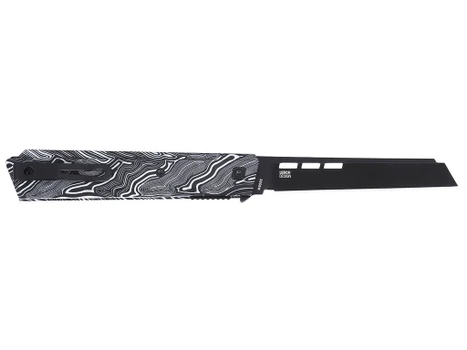 CRKT 3850W Zephyr 3.22" Sheepsfoot Plain Black TiNi 14C28N Steel Blade, Marbled Black/White G10 Handle