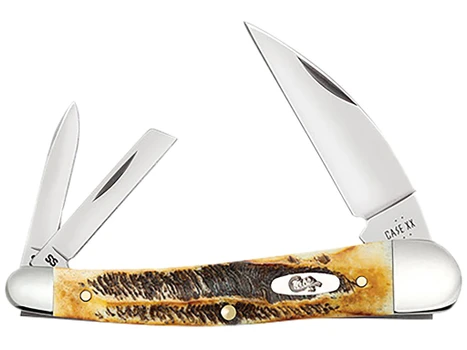 Case 65347 Seahorse Whittler Seahorse Whittler Folding Coping/Pen/Wharncliffe Plain Mirror Polished Tru-Sharp SS Blade, Burnt Dark Amber 6.5 BoneStag Handle
