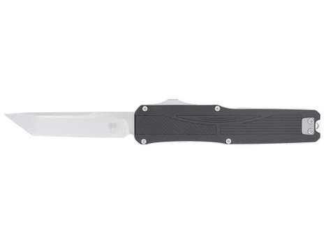 CobraTec Knives CTLGDBLKTNS Legend EDC 3.13" OTF Plain Stonewashed VG-10 SS Blade, 4.75" Black Textured Aluminum Handle