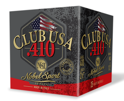 Nobel/eurosports Llc ANS4128  Club USA 410Gauge 2.50" 1/2oz 8Shot 25 Per Box/10 Case                                                                                                                    