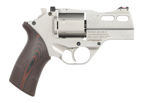 Chiappa Firearms CF340353 Rhino 30SARX *CA Compliant 357 Mag 6 Shot 3" Stainless Steel Barrel & Cylinder, Stainless Alloy Frame, Black/Red G10 Grip                                                     