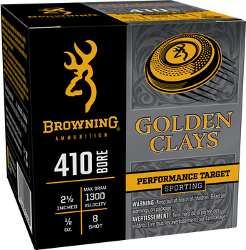 Browning Ammo BGC418 Golden Clays  410Bore 2.50" 1/2oz 8Shot 25 Per Box/10 Case                                                                                                                         