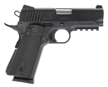 Tanfoglio TFPUGIO9 Pugio  Compact 9mm Luger 10+1 3.54" Stainless Bull Barrel, Black Steel Serrated Slide, Black Polymer Frame w/Beavertail & Picatinny Rail, Textured Grip                              