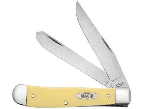 Case 30114 Trapper Folding Clip Point/Spey Plain Mirror Polished Carbon Steel Blade/Smooth Yellow Synthetic Handle