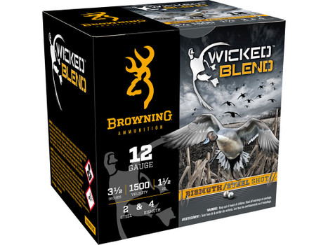 Browning Ammo B193431242 Wicked Blend 12Gauge 3.50" 1 1/2oz 2/4BI Shot 25 Per Box/10 Case