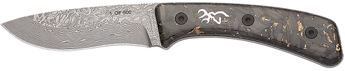 Browning 3220570B Rock  3.50" Fixed Drop Point Plain Acid Etch Damascus Blade, Carbon Fiber Handle                                                                                                      