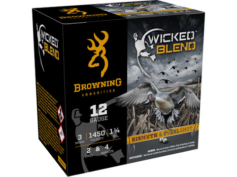 Browning Ammo B193431232 Wicked Blend 12Gauge 3" 1 1/4oz 2/4BI Shot 25 Per Box/10 Case