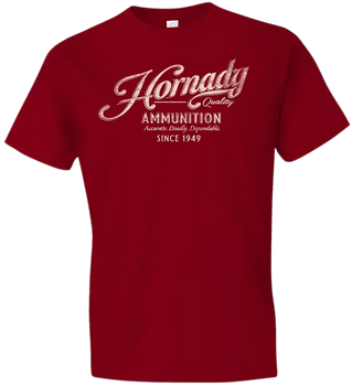 Hornady Gear 31875 Vintage Script  Red Cotton Semi-Fitted 2XL                                                                                                                                           