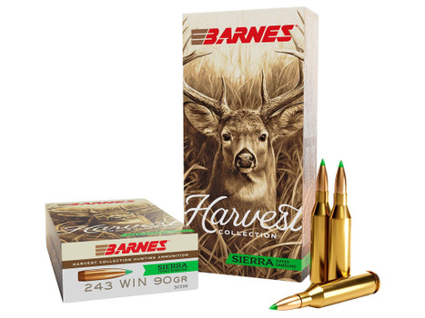 Barnes Bullets 32398 Harvest 243Win 90gr Sierra Tipped GameKing 20 Per Box/10 Case