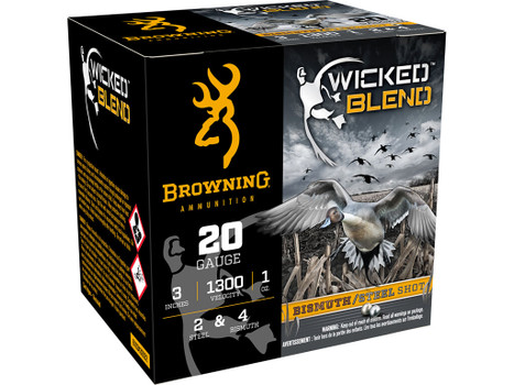 Browning Ammo B193432032 Wicked Blend 20Gauge 3" 1oz 2/4BI Shot 25 Per Box/10 Case
