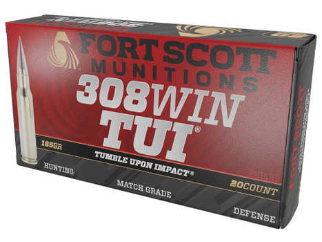 Fort Scott Munitions 308-165-SCV22 Tumble Upon Impact (TUI) 308Win 165gr Solid Copper Spun 20 Per Box/10 Case
