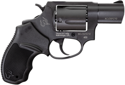 Taurus 2-605021 605  Small 357 Mag/38 Special +P 5 Shot 2" Matte Black Oxide Alloy Steel Barrel, Cylinder & Frame, Black Finger Grooved Rubber Grip, Transfer Bar, Safety Exposed Hammer                