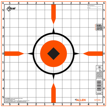 Allen 15576 Sight-In Grid Hanging Paper Universal 12"x12" Bright Orange 10 Pack                                                                                                                         