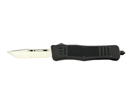 Steel River Knives MT616BULD2T MT616 Ultralight Mini 2.75" OTF Tanto Plain Polished D2 Steel Blade, 4.25" Black Aluminum Handle                                                                         