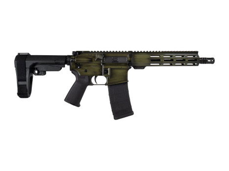 Shark Coast Tactical SCC07183GRNBW-P Distressed 5.56 NATO 30+1 10.50" Black Nitride Threaded Barrel, Aluminum Receiver w/Picatinny Rail, M-LOK Handguard, Polymer SB Tactical SBA3 Brace, Magpul MOE Gri