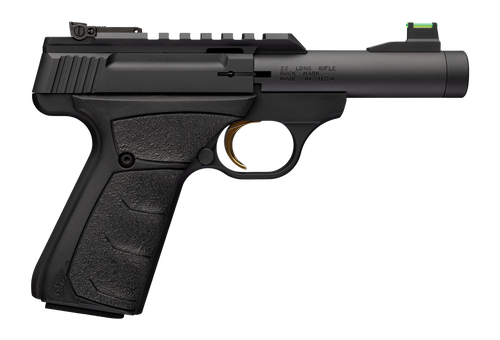 Browning 051610490 Buck Mark Micro SR 22 LR 10+1 4" Matte Black Threaded Bull Barrel, Serrated w/Picatinny Rail Slide, Matte Black Aluminum Frame, Black Overmolded UFX Grip                            