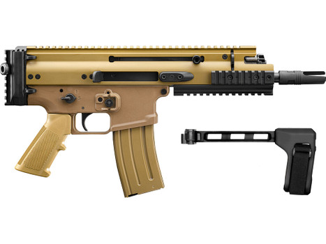 FN 38101885 SCAR 15P 5.56x45mm 10+1 7.50" Black Flat Dark Earth Picatinny Rail Aluminum Receiver SB Tactical Brace