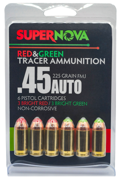 Supernova PMSN45ACMP Green/Red Tracer  45ACP 225gr Full Metal Jacket 6 Per Box/60 Case                                                                                                                  