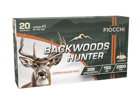 Fiocchi 308BHC Backwoods Hunter 308Win 150gr Copper Hollow Point 20 Per Box/10 Case