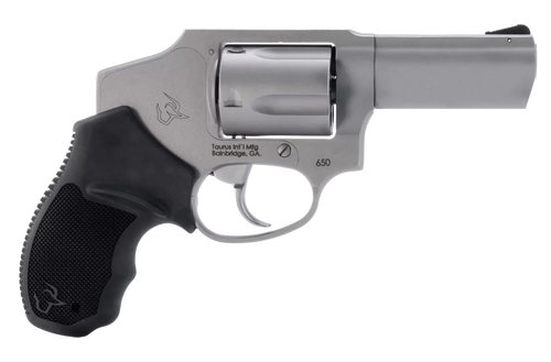 Taurus 2-650139 650  Small 357 Mag 38/Special +P 5 Shot 3"  Stainless Steel Barrel, Cylinder & Frame, Black Rubber Grip, Transfer Bar Safety, Concealed Hammer                                          