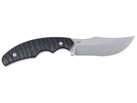 CRKT 3610 Burrower 3.66" Fixed Clip Point Plain Stonewashed D2 Steel Blade, Black Textured Micarta Handle