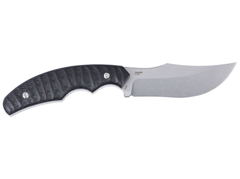 CRKT 3610 Burrower 3.66" Fixed Clip Point Plain Stonewashed D2 Steel Blade, Black Textured Micarta Handle