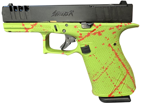 Great Lakes Firearms GL19SZOM Striker  Compact Frame 9mm Luger 15+1 4" Black Nitride Steel Barrel, Black Cerakote Serrated w/Slide Cuts Steel Slide, Zombie Cerakote Polymer Frame & Grip, Ambidextrous 