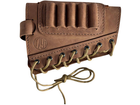 1791 Gunleather HNTBAMRBRWR Butt Cuff Ammo Holder Hunt Brown Leather Capacity 5 Shells "Creep Stop" Strap Mount