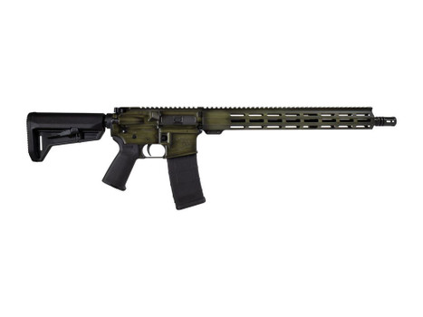 Shark Coast Tactical 300-044-1000-14 Distressed 5.56 NATO 30+1 16" Black Melonite Threaded Barrel, Green Distressed Cerakote Aluminum Receiver w/Picatinny Rail, M-LOK Handguard, Magpul MOE SL Black Po