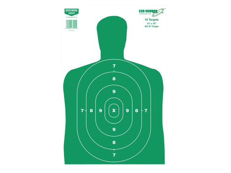 Birchwood Casey 37204 EZE-Scorer BC-27 Silhouette Paper Hanging Universal 12" x 18" Green/White 10 Pk