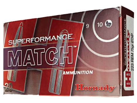 Hornady 80264 Superformance Match 223Rem 75gr Boat Tail Hollow Point 20 Per Box/10 Case