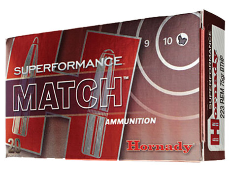 Hornady 80264 Superformance Match 223Rem 75gr Boat Tail Hollow Point 20 Per Box/10 Case