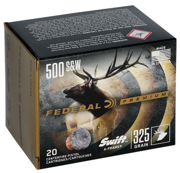 Federal P500SA Premium  500S&W Mag 325gr Swift A Frame 20 Per Box/10 Case                                                                                                                               